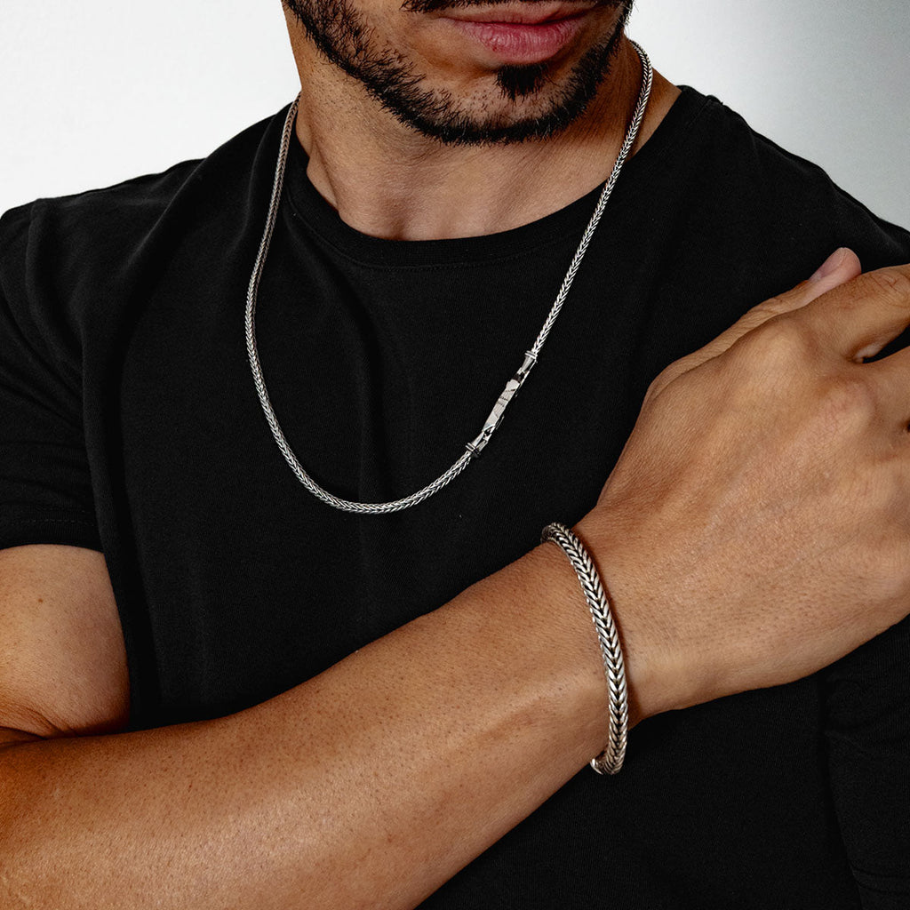 Anis - Sterling Silver Wheat Chain Necklace 3mm