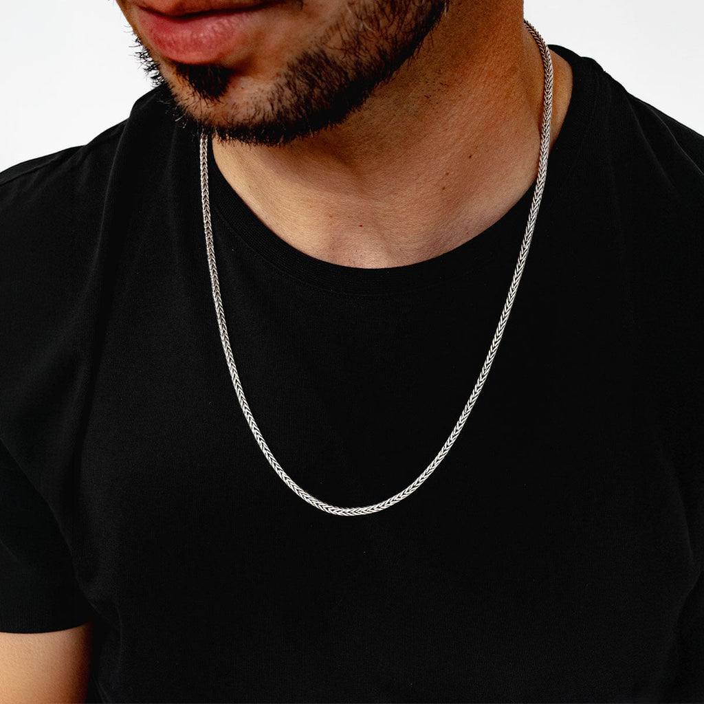 Anis - Sterling Silver Wheat Chain Necklace 3mm