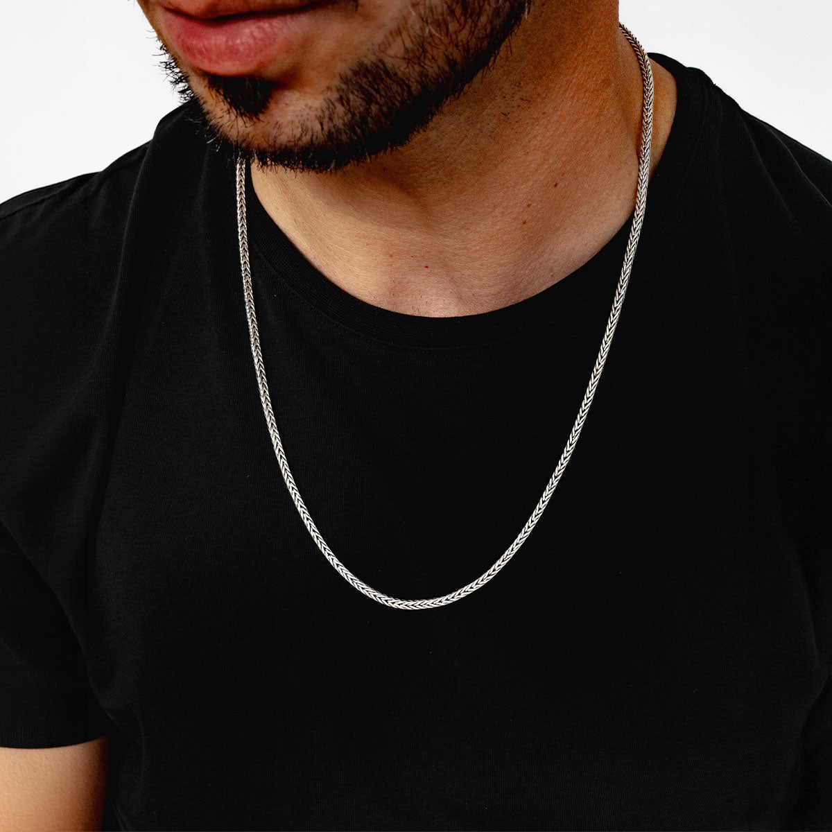 Anis - Sterling Silver Wheat Chain Necklace 3mm