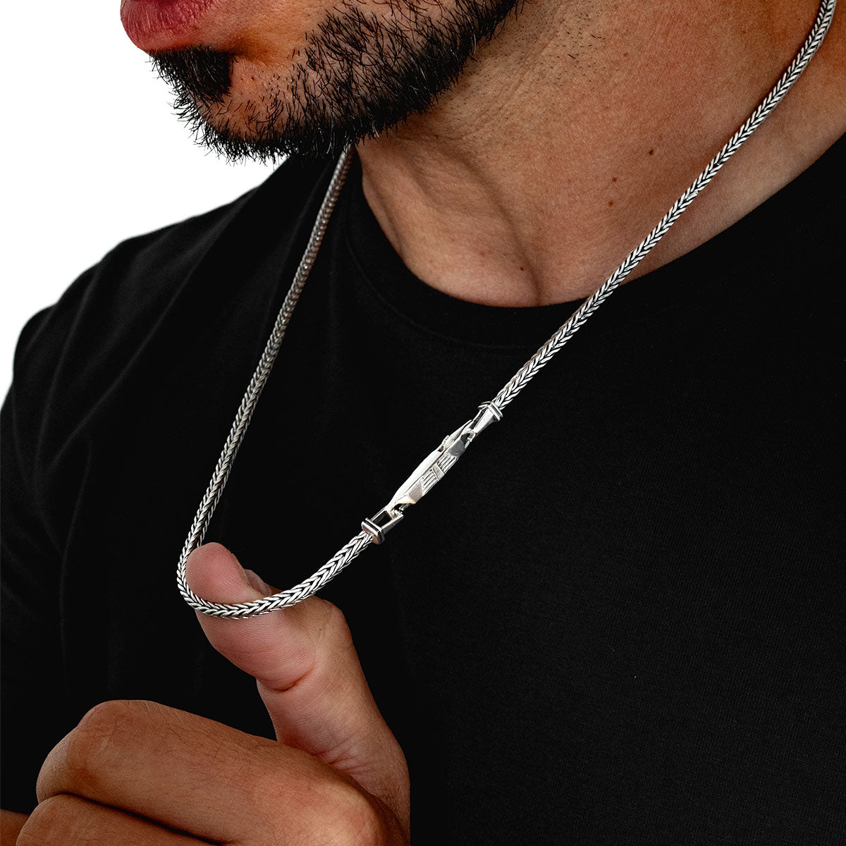 Anis - Sterling Silver Wheat Chain Necklace 3mm