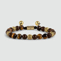 Kaliq - Adjustable Tiger Eye Beaded Bracelet in Gold 8mm