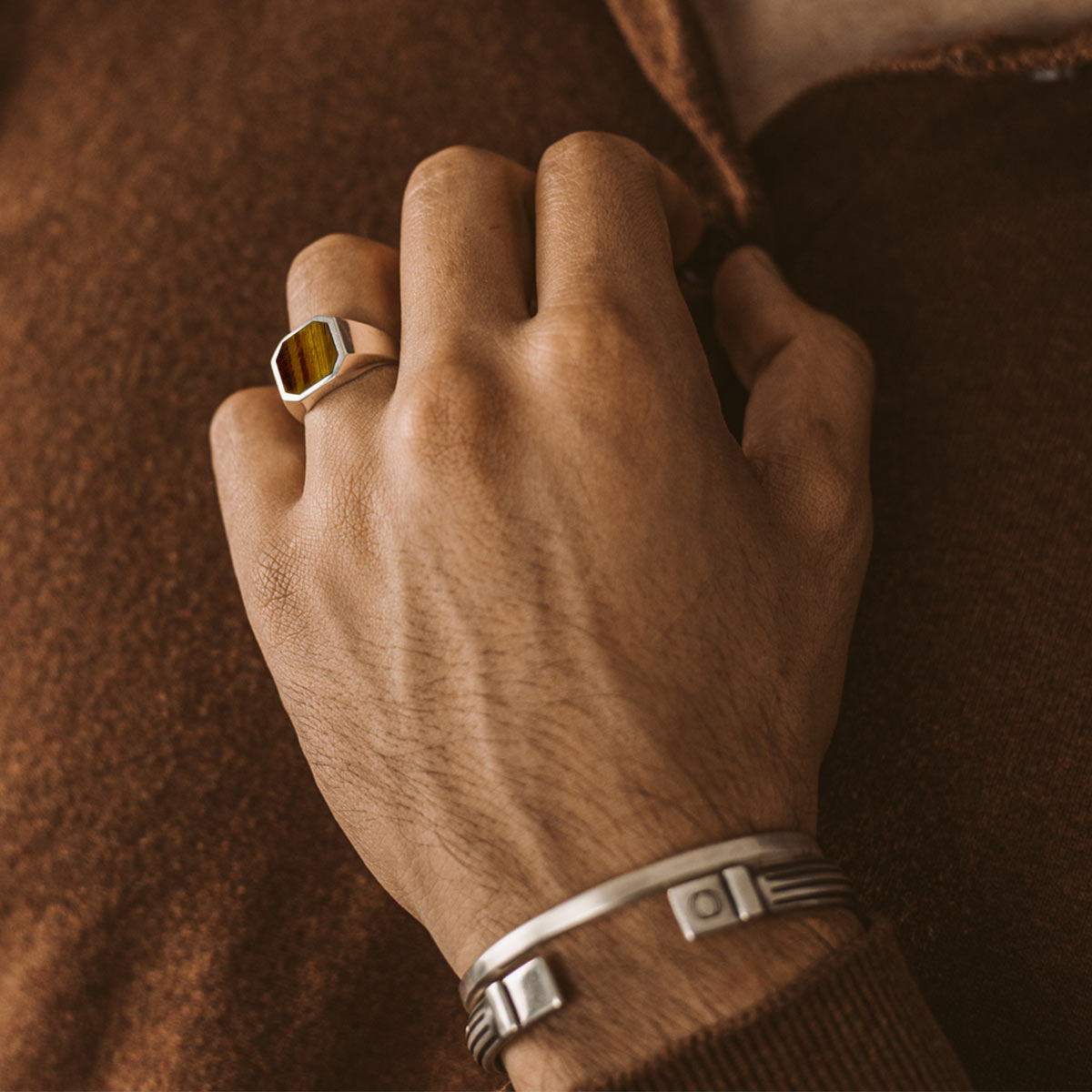 Alem - Tiger Eye Stone Signet Ring 13mm