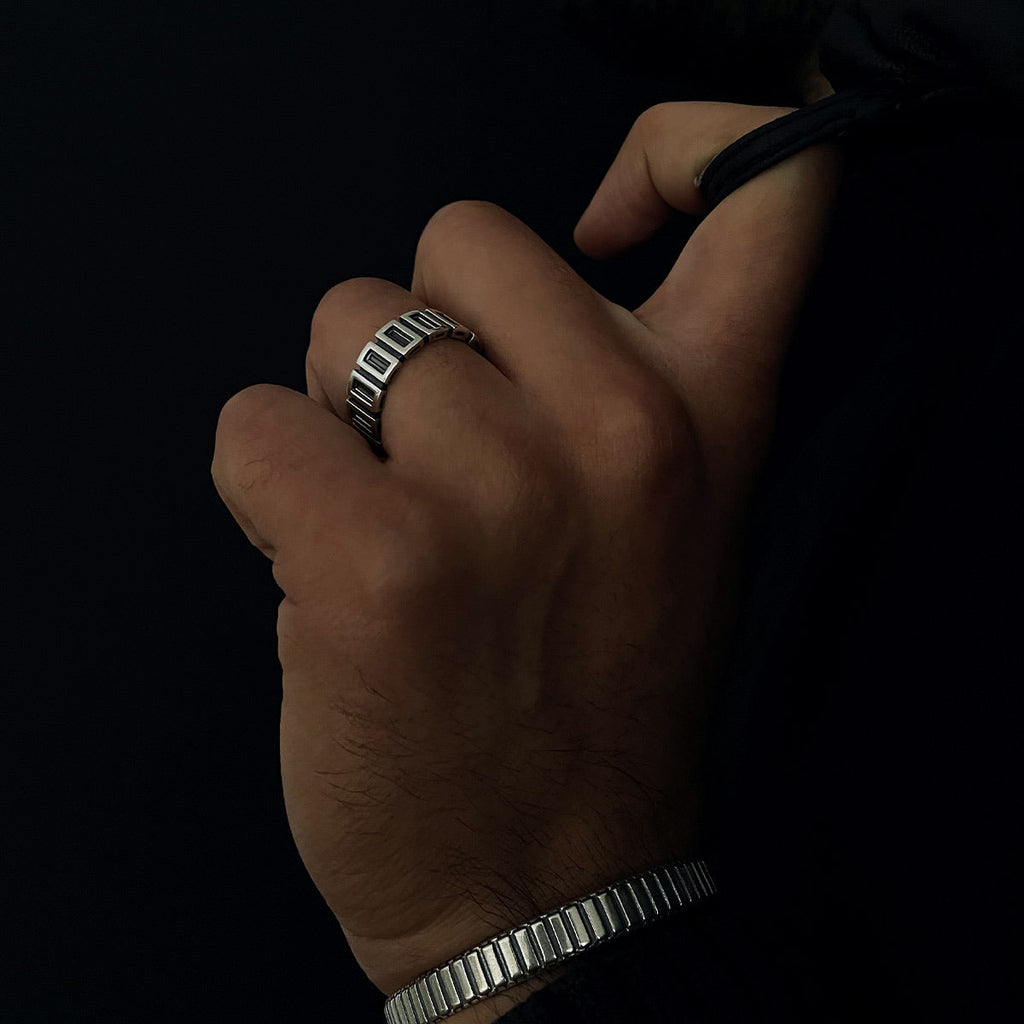 Yardan - Oxidised Sterling Silver Ring 8mm