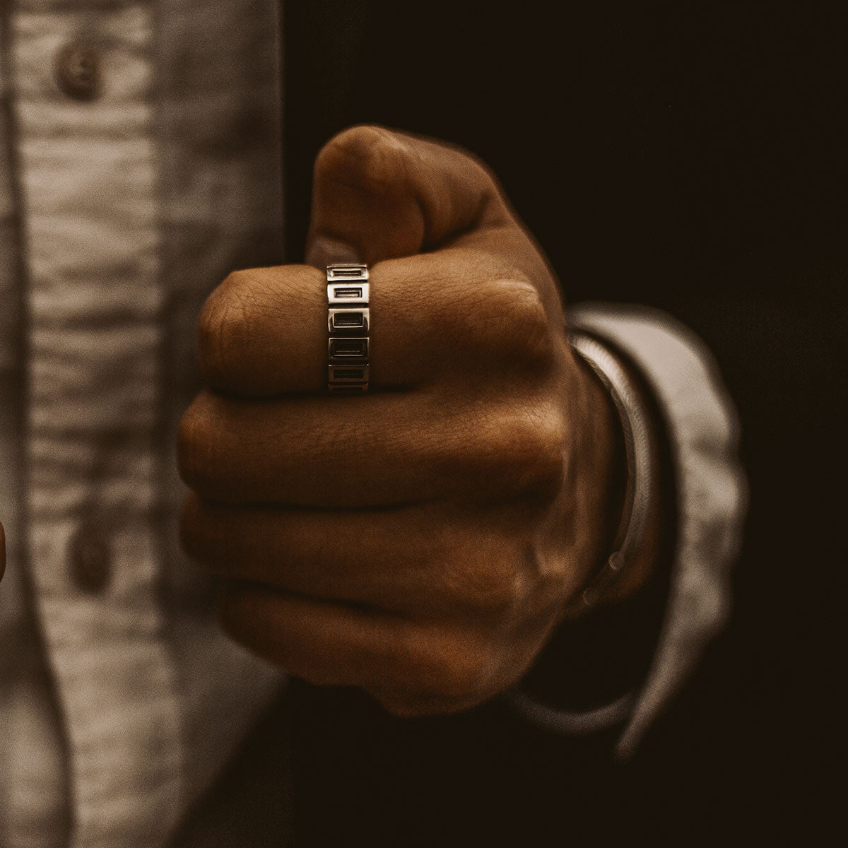 Yardan - Oxidised Sterling Silver Ring 8mm