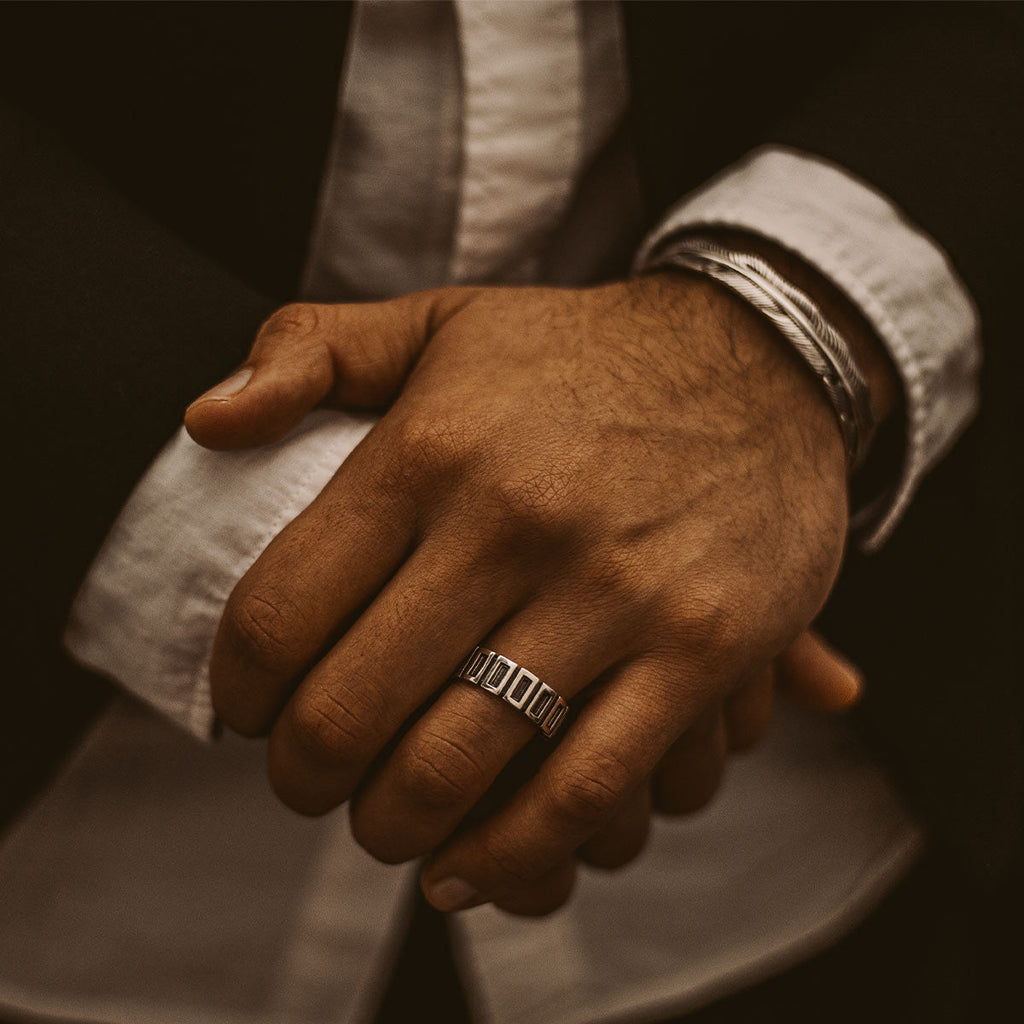 Yardan - Oxidised Sterling Silver Ring 8mm