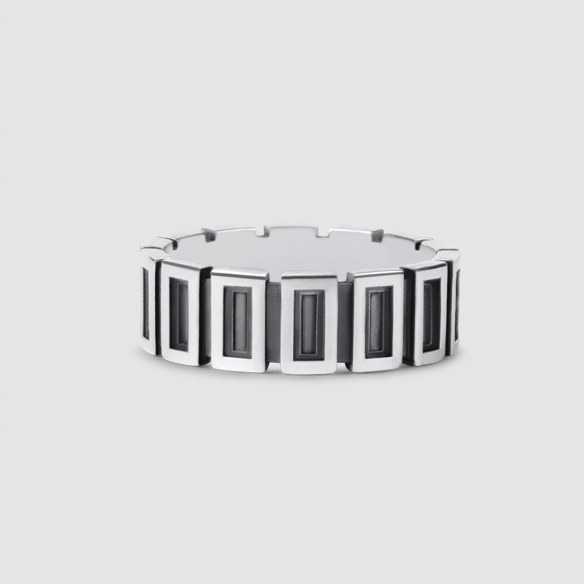 Yardan - Oxidised Sterling Silver Ring 8mm