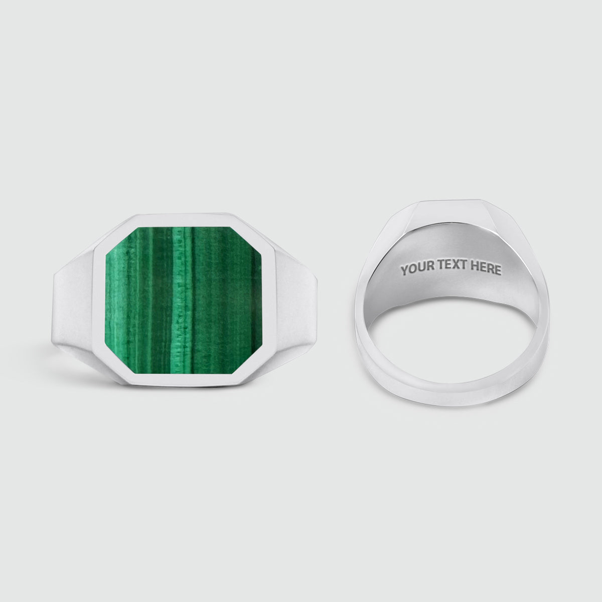 Zaid - Sterling Silver Malachite Signet Ring 13mm