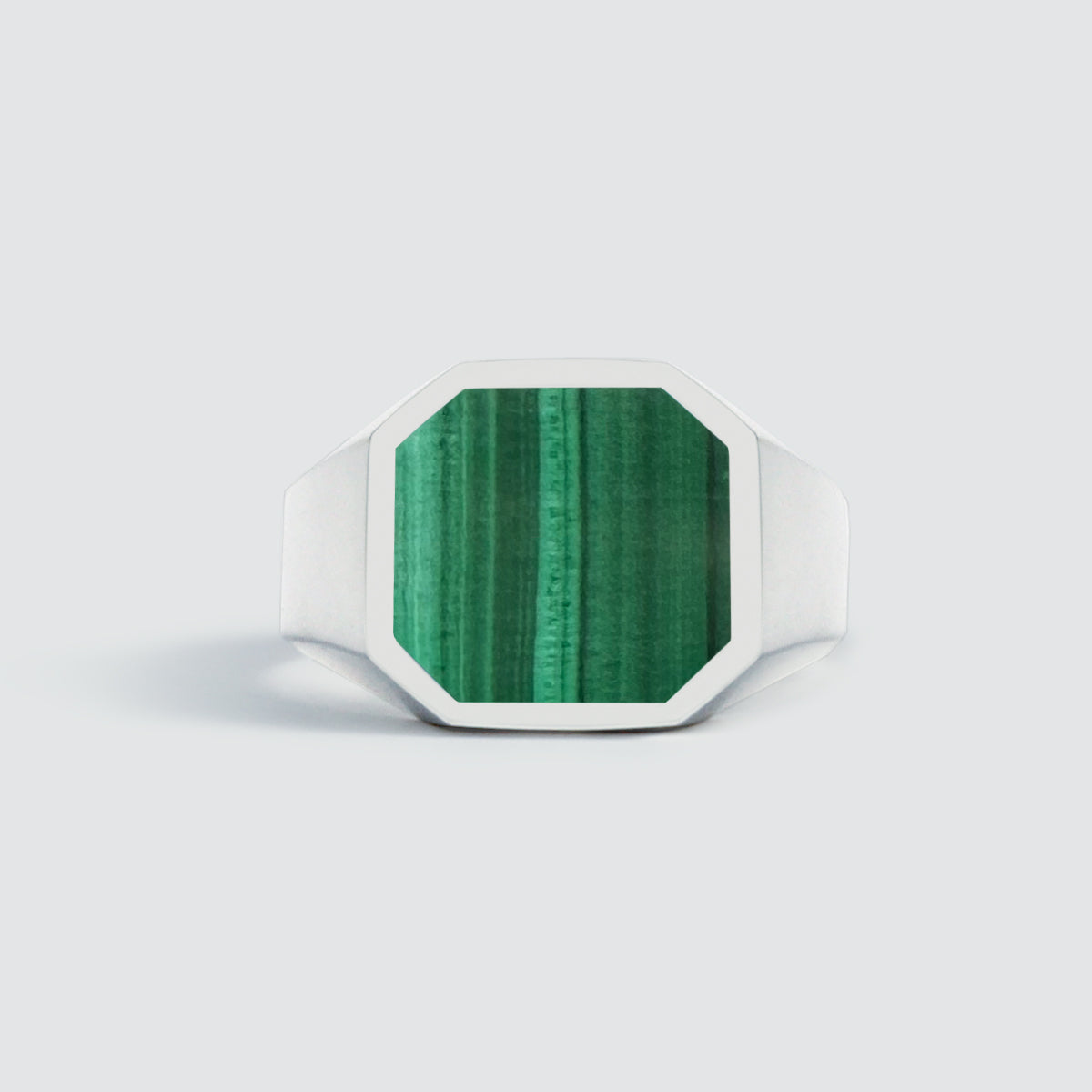 Zaid - Sterling Silver Malachite Signet Ring 13mm