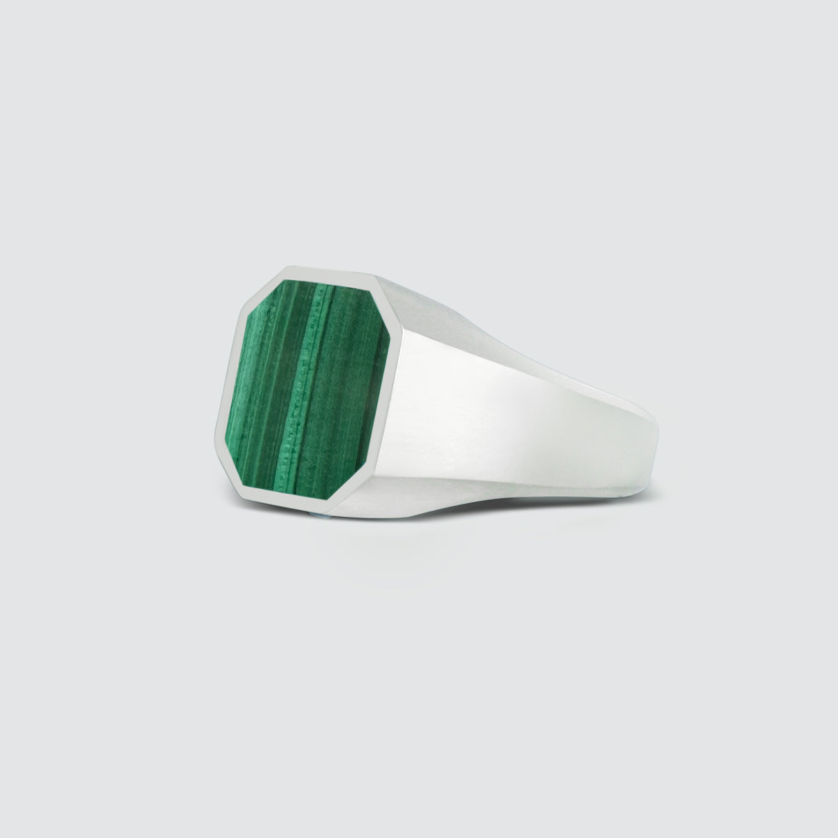 Zaid - Sterling Silver Malachite Signet Ring 13mm