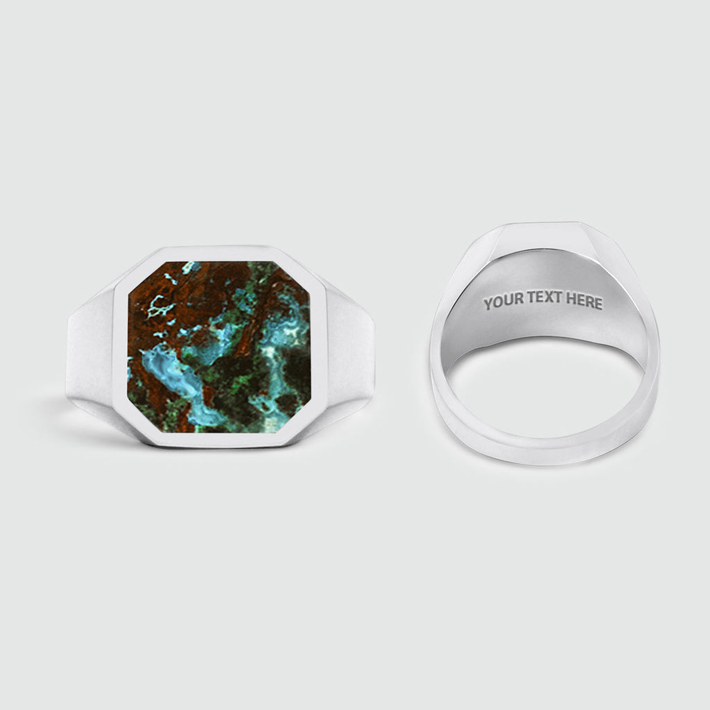 Zaire -  Sterling Silver Chrysocolla Signet Ring 13mm