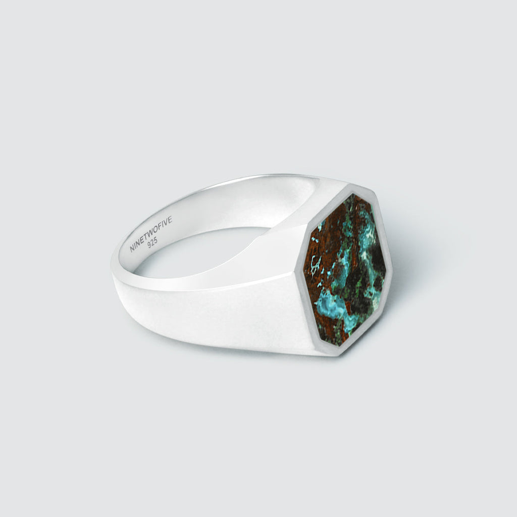 Zaire -  Sterling Silver Chrysocolla Signet Ring 13mm