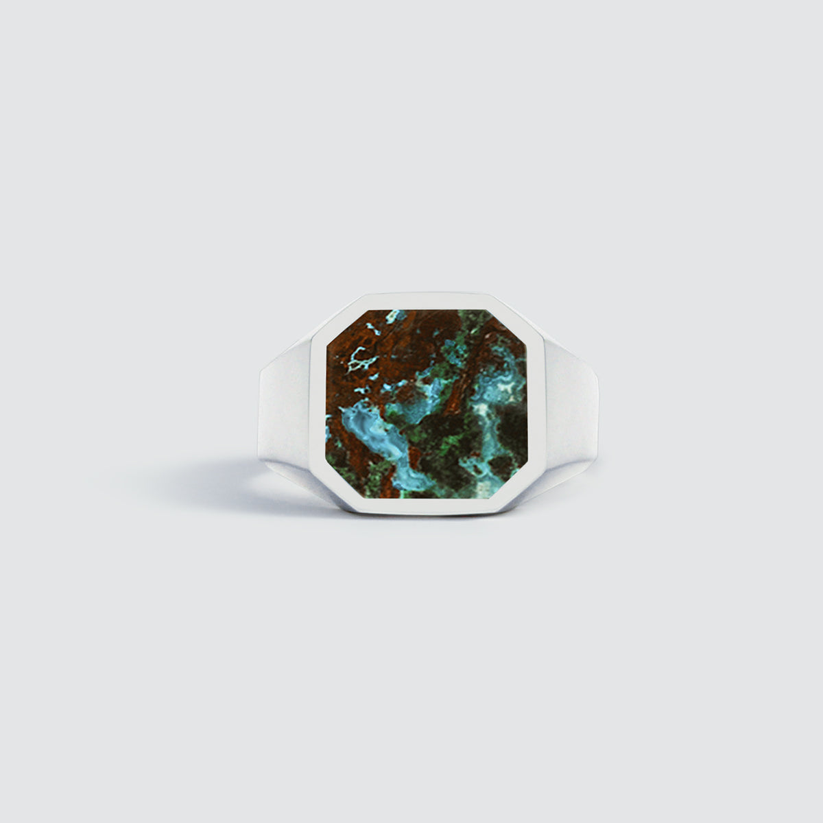 Zaire -  Sterling Silver Chrysocolla Signet Ring 13mm