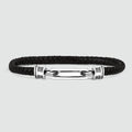 Rasil - Braided Black Leather Bracelet with Sterling Silver 5.5mm