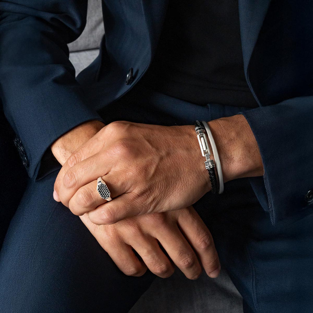 Azhar - Black Diamond Signet Ring 7mm