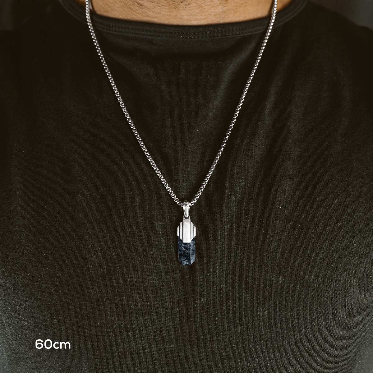 Tahrir - Art Deco Silver Blue Pietersite Pendant