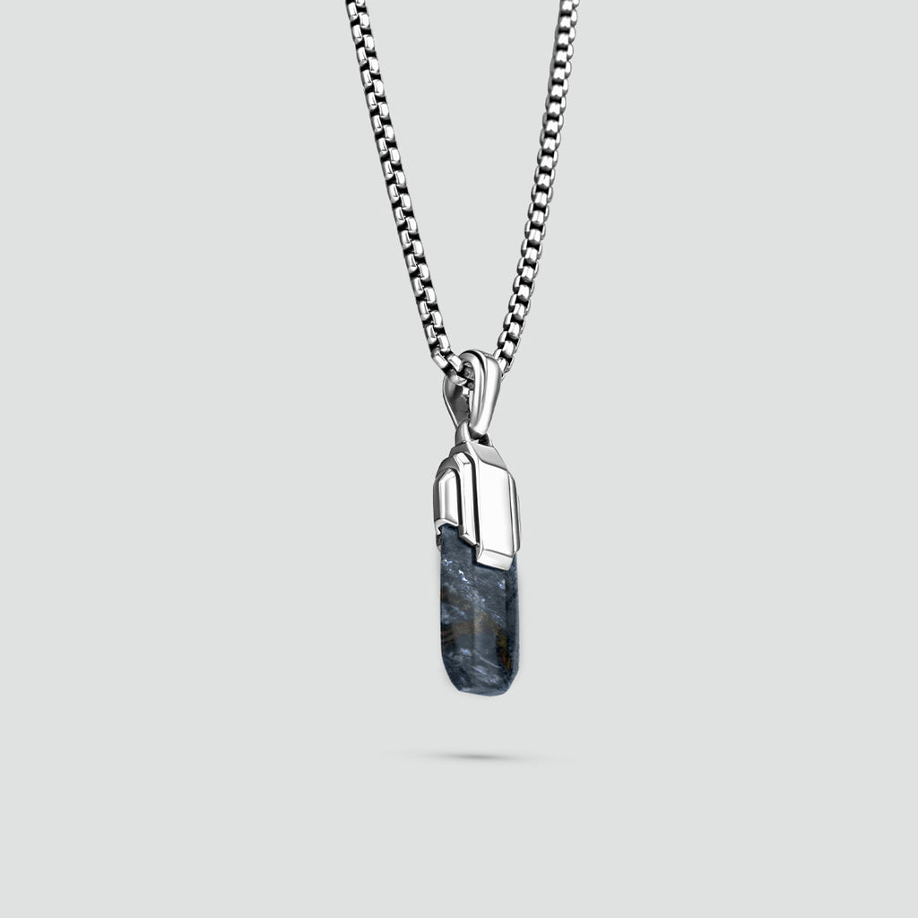 Tahrir - Art Deco Silver Blue Pietersite Pendant