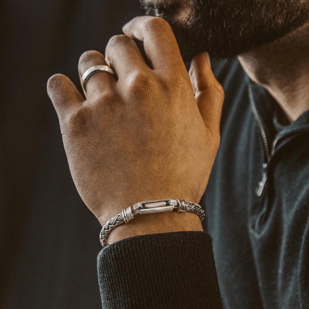 Rasim - Silver Braided Hexagon Bracelet 6mm