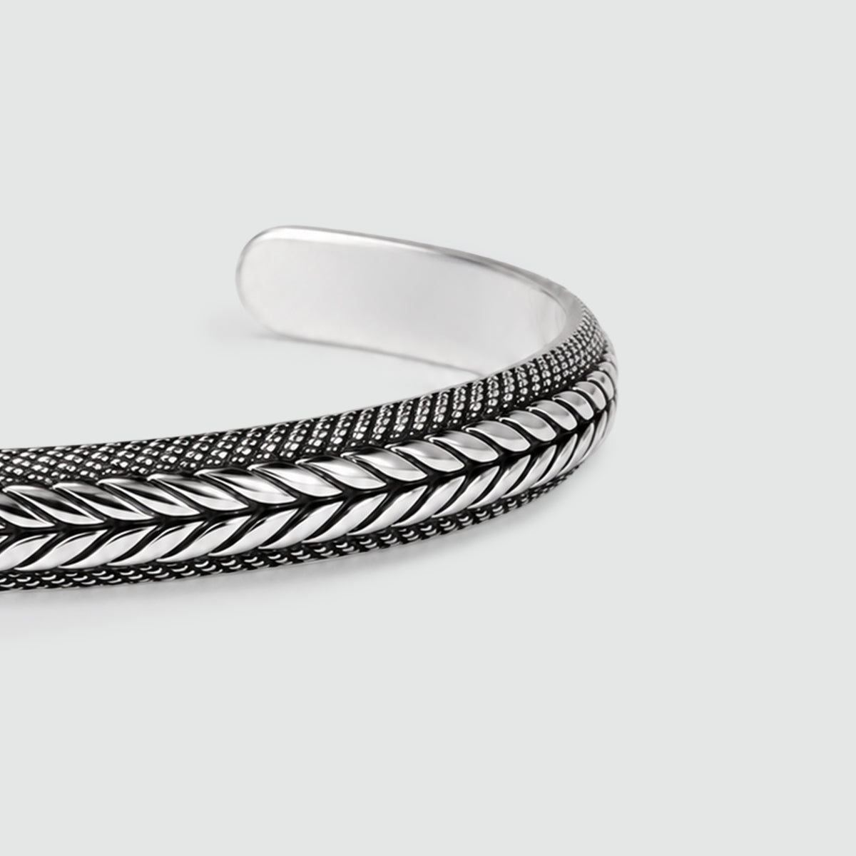 Idris - Braided Silver Bangle Bracelet 8mm