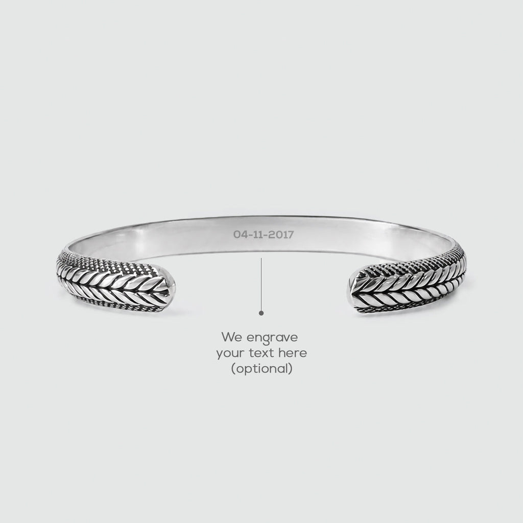 Idris - Braided Silver Bangle Bracelet 8mm