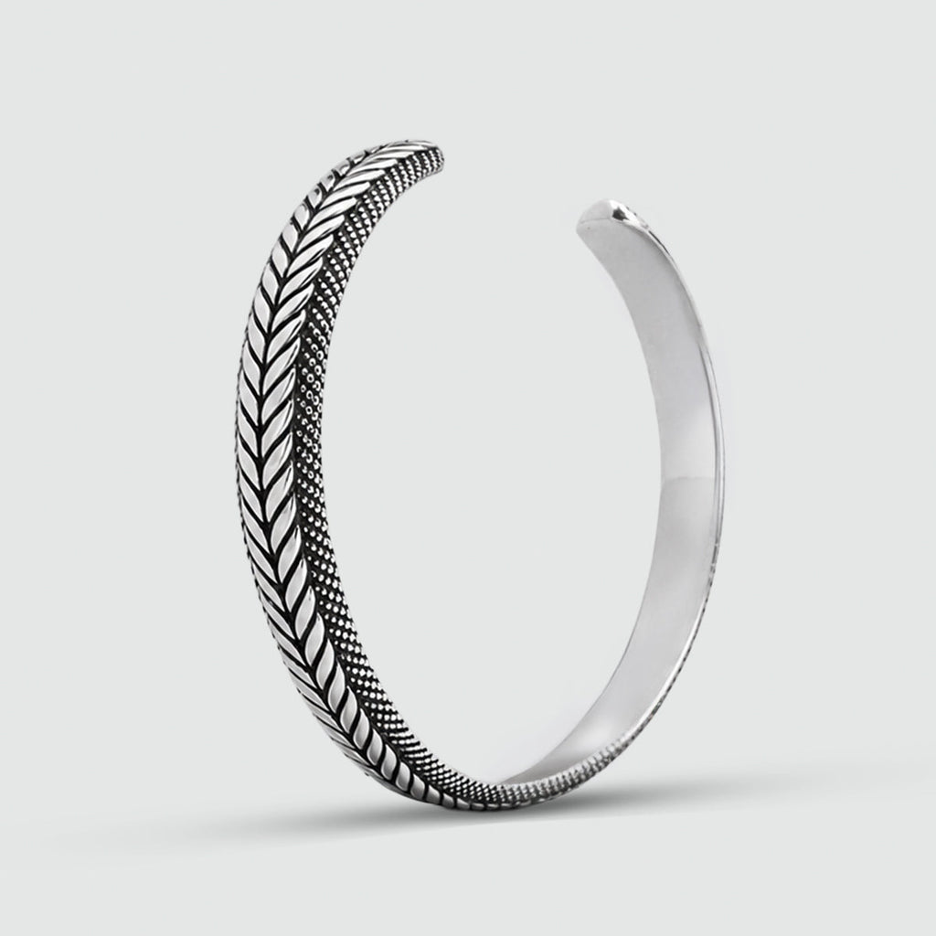 Idris - Braided Silver Bangle Bracelet 8mm