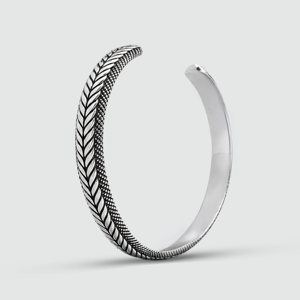 Idris - Braided Silver Bangle Bracelet 8mm