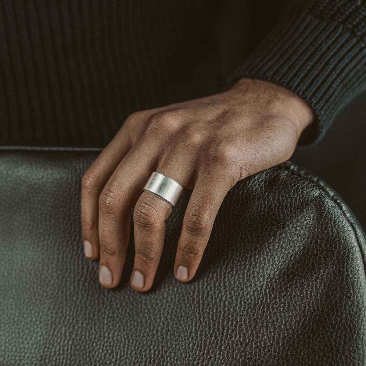 Tamir - Wide Matt Silver Ring 13mm