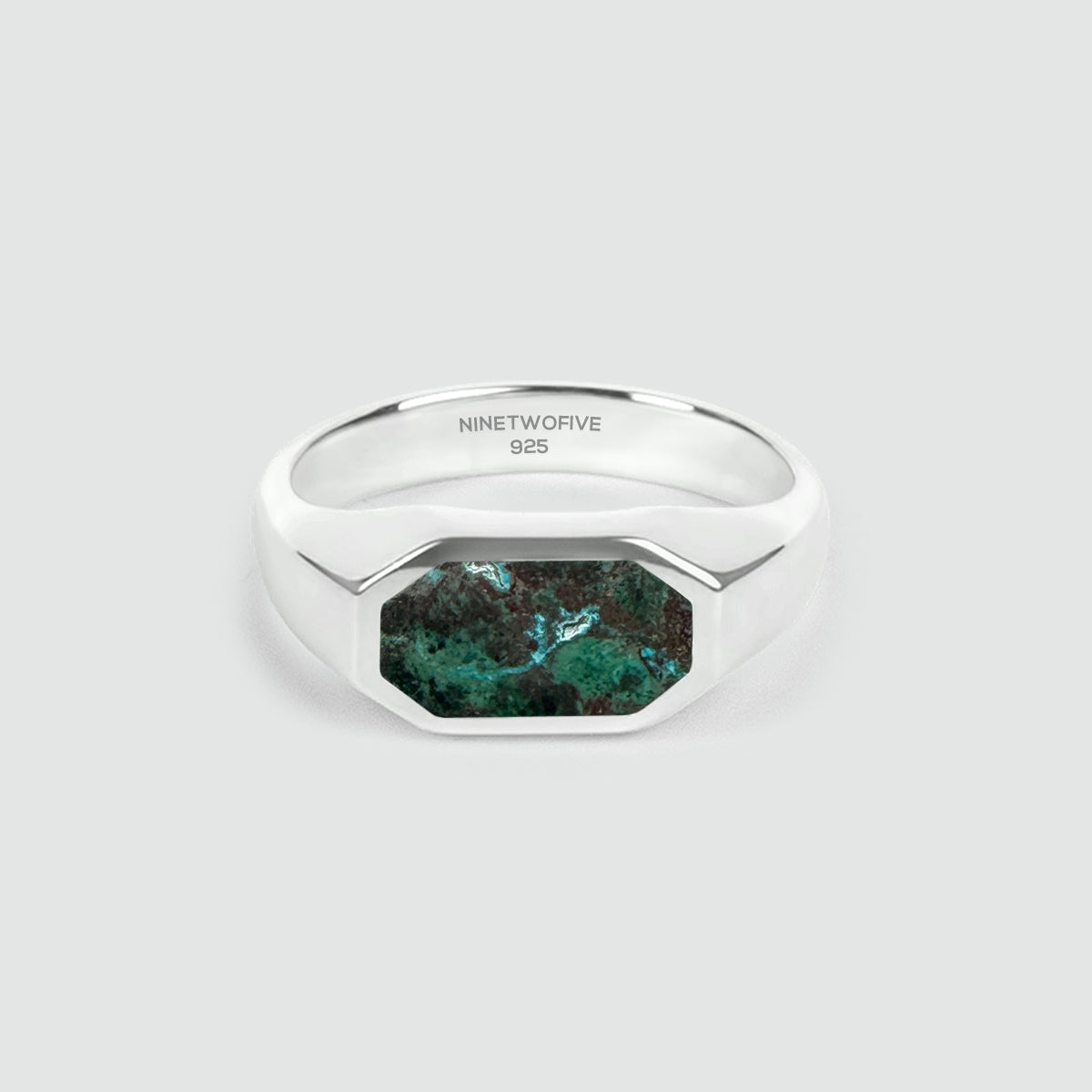 Zariq - Elegant Chrysocolla Stone Signet Ring 7mm
