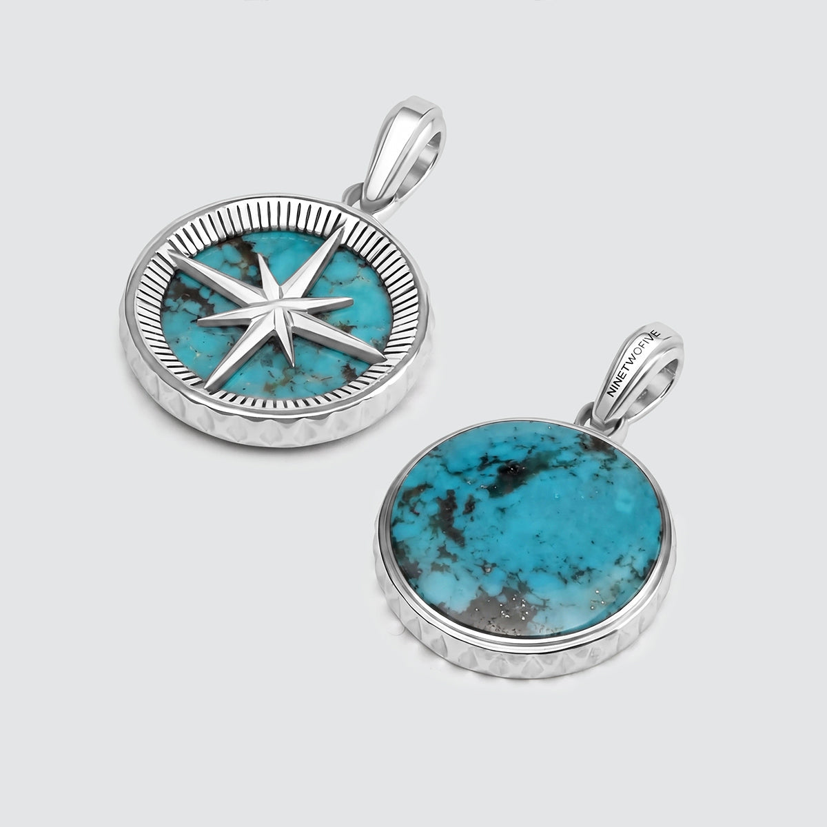 Safar - Sterling Silver Turquoise Compass Pendant