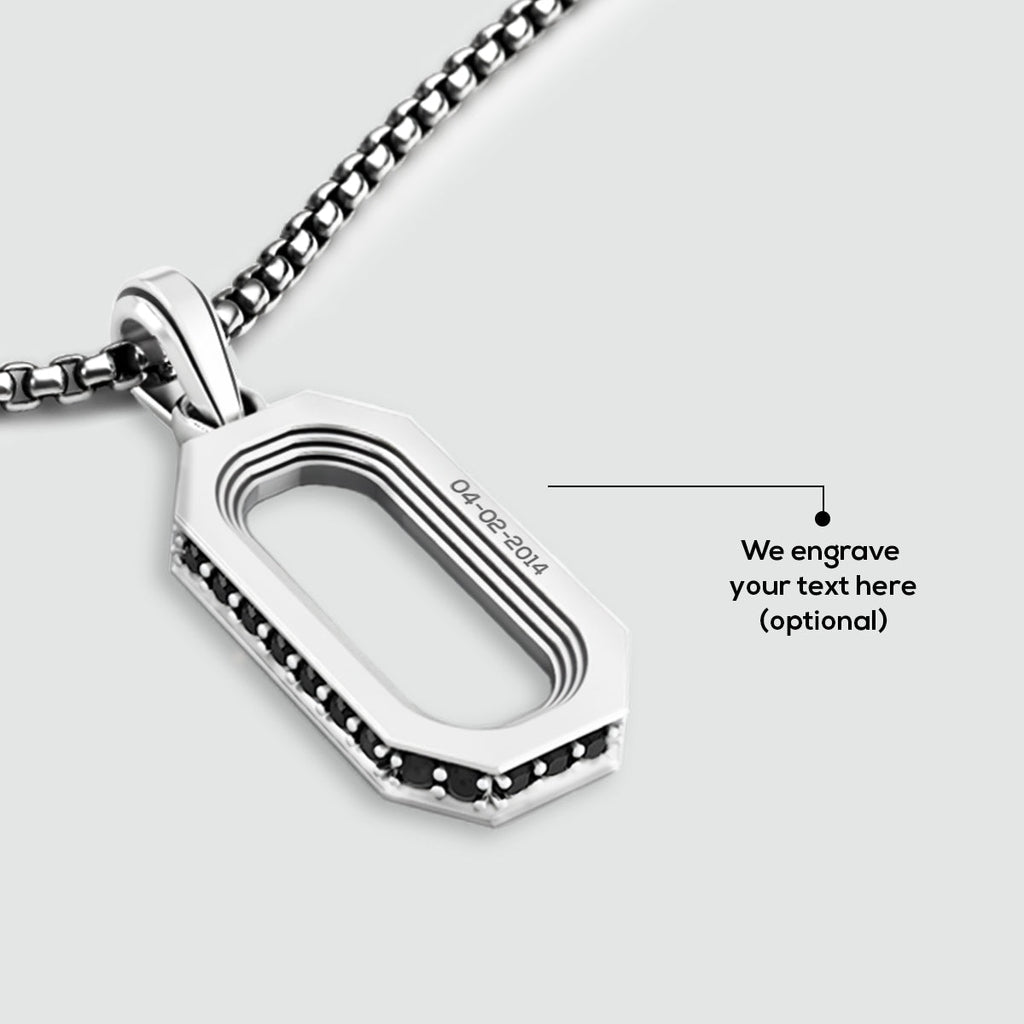 Durwās - Arch Pendant Silver with Black Diamonds