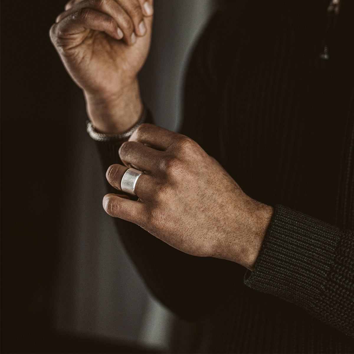 Tamir - Wide Matt Silver Ring 13mm