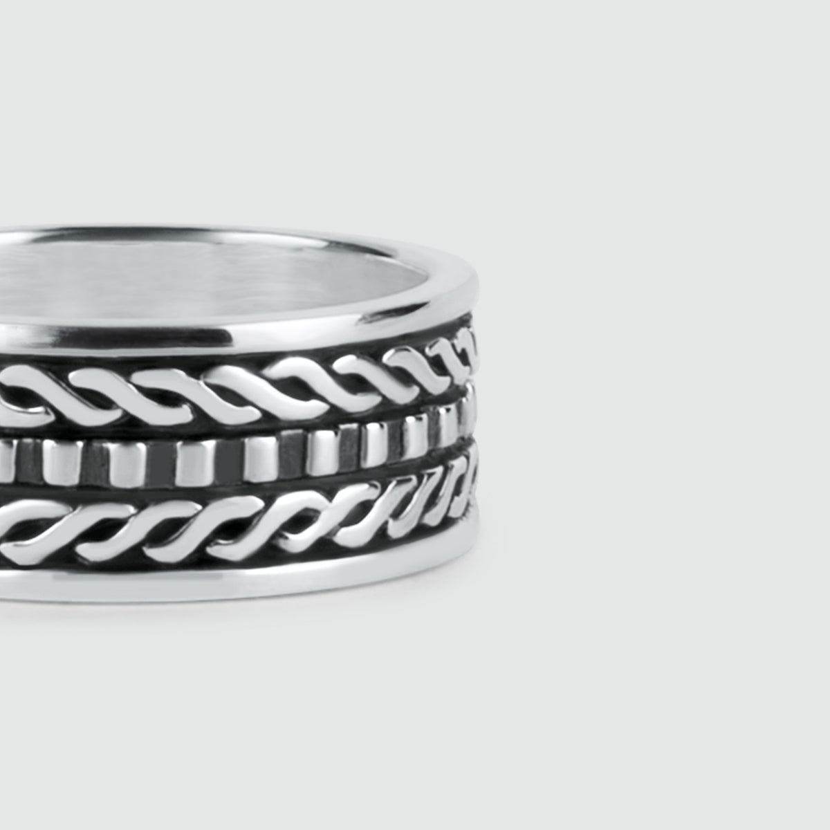 Fariq - Oxidised Sterling Silver Ring 10mm
