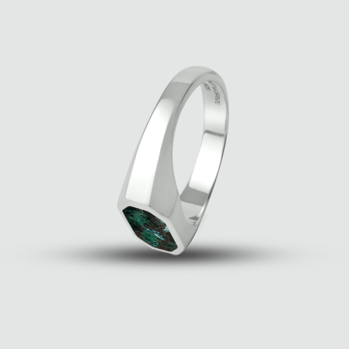 Zariq - Elegant Chrysocolla Stone Signet Ring 7mm