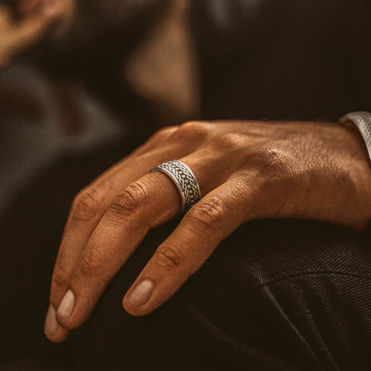 Fariq - Oxidised Sterling Silver Ring 10mm
