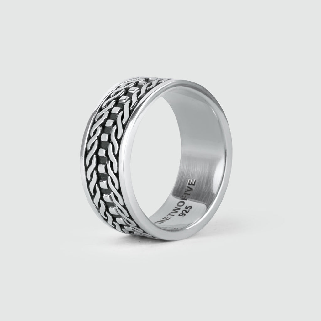 Fariq - Oxidised Sterling Silver Ring 10mm