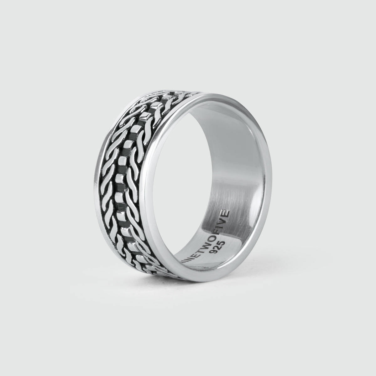 Fariq - Oxidised Sterling Silver Ring 10mm