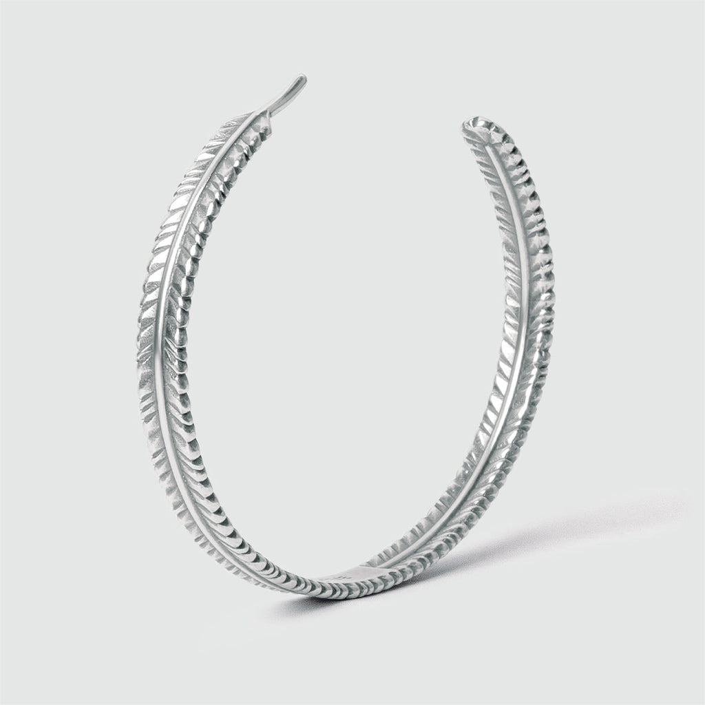Zahir - Thin Sterling Silver Feather Bangle 6mm