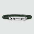 Rayhan - Braided Green Leather Bracelet with Sterling Silver 5.5mm