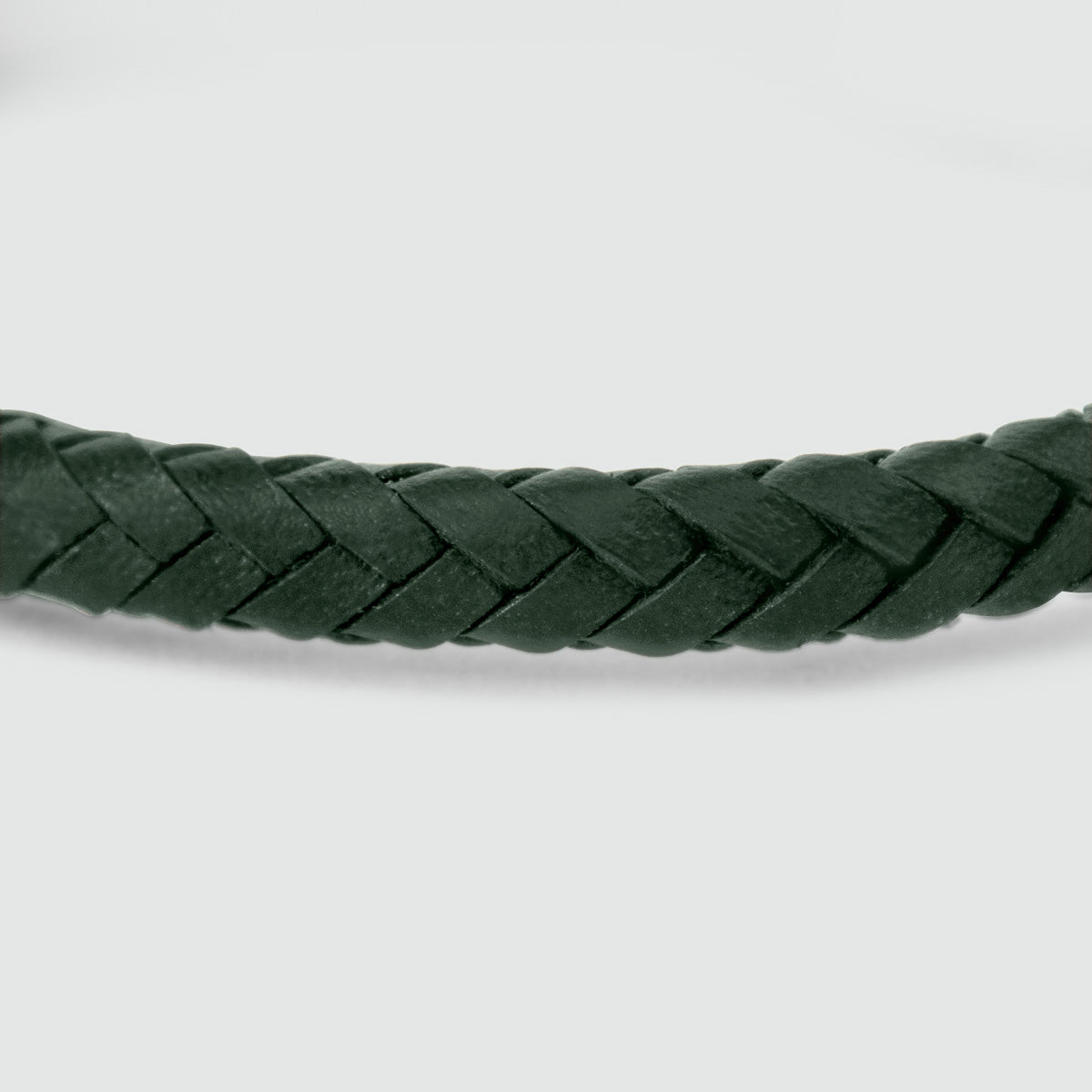 Rayhan - Braided Green Leather Bracelet with Sterling Silver 5.5mm