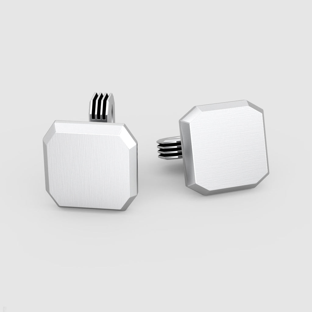 Hayel - Matt Finish Silver Cufflinks 15mm