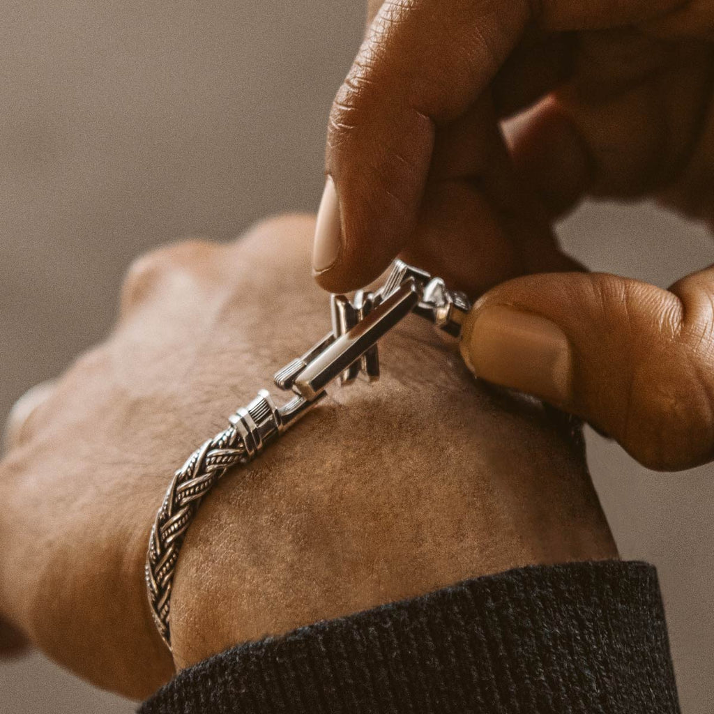 Rasim - Silver Braided Hexagon Bracelet 6mm