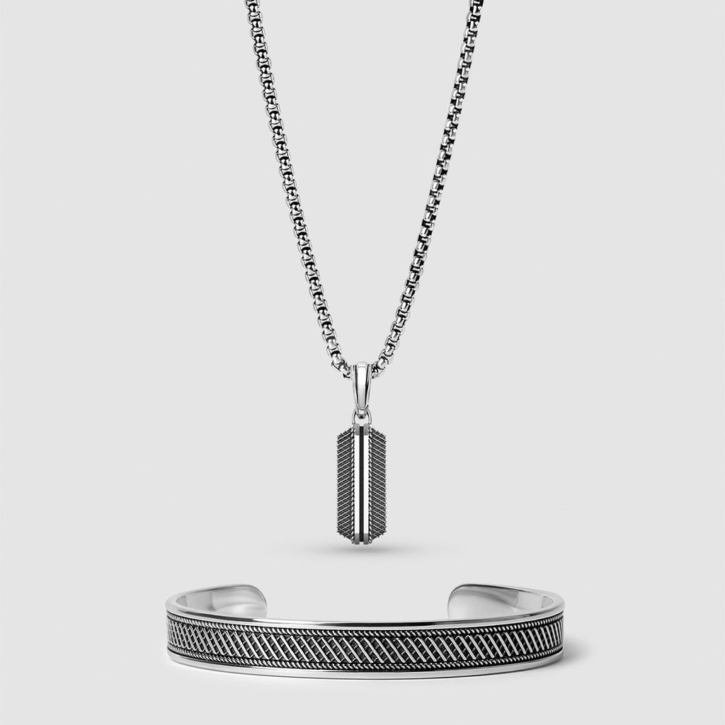 Kaliq Oxidised Pendant and Bangle - set