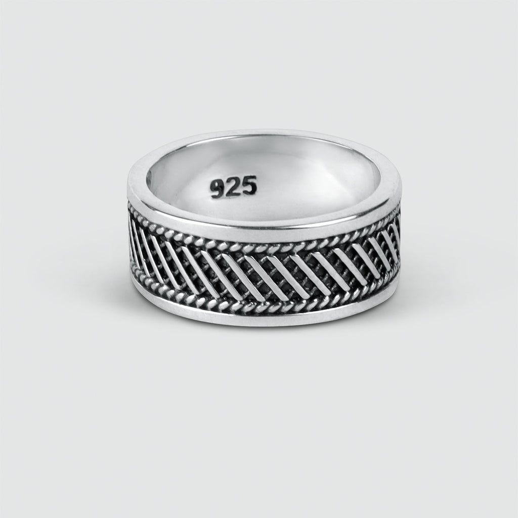 Kaliq - Oxidised Sterling Silver Ring 10mm