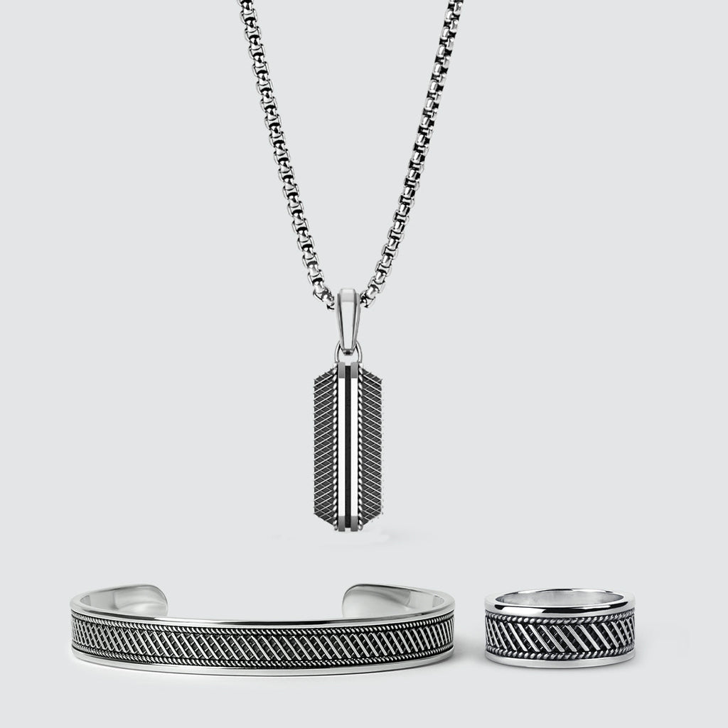 Kaliq Oxidised Pendant, Ring and Bangle - set