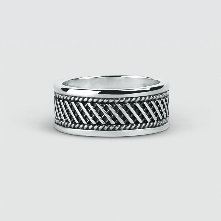 Kaliq - Oxidised Sterling Silver Ring 10mm