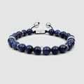 Kadar - Adjustable Lapis Lazuli Beaded Bracelet in Silver 8mm