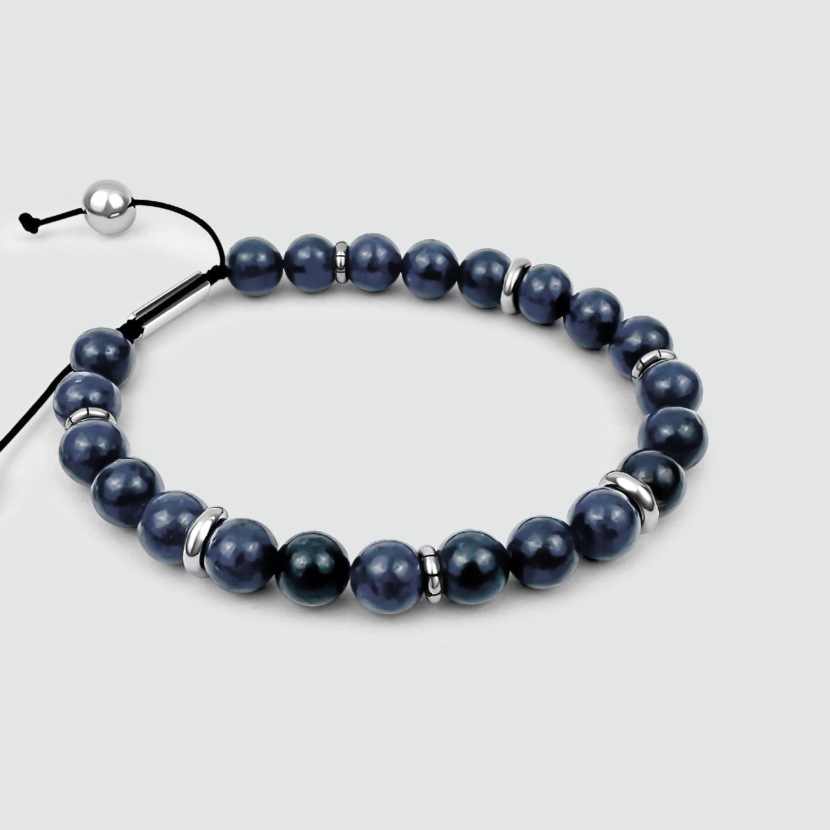 Kadar - Adjustable Lapis Lazuli Beaded Bracelet in Silver 6mm