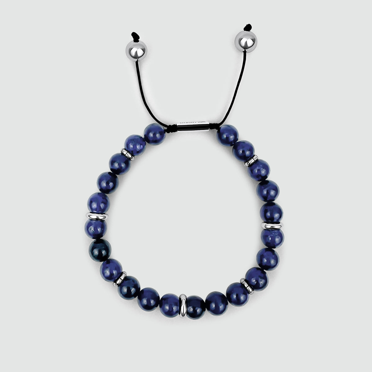 Kadar - Adjustable Lapis Lazuli Beaded Bracelet in Silver 8mm