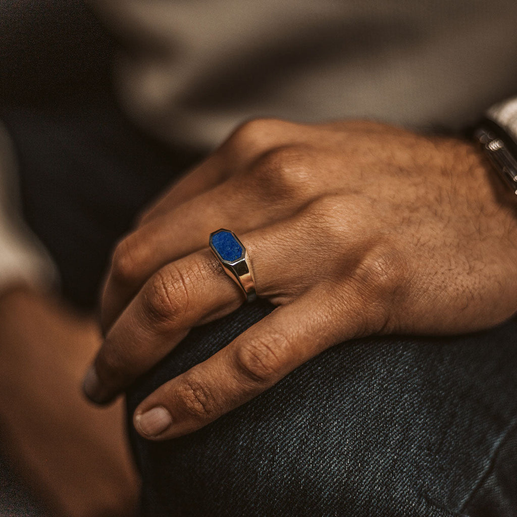 Rafiq - Elegant Lapis Lazuli Signet Ring 7mm