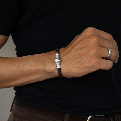 Muris - Genuine Dark Brown Leather Bracelet with Sterling Silver 8mm