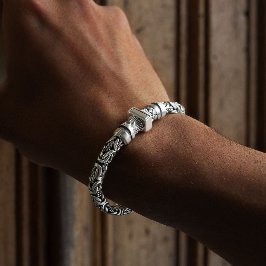 Murtaza - Egyptian Lotus Silver Byzantine Bracelet 7mm